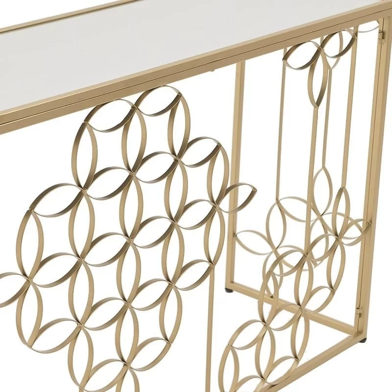 Consola aurie din metal si oglinda Golden Pattern 120 cm