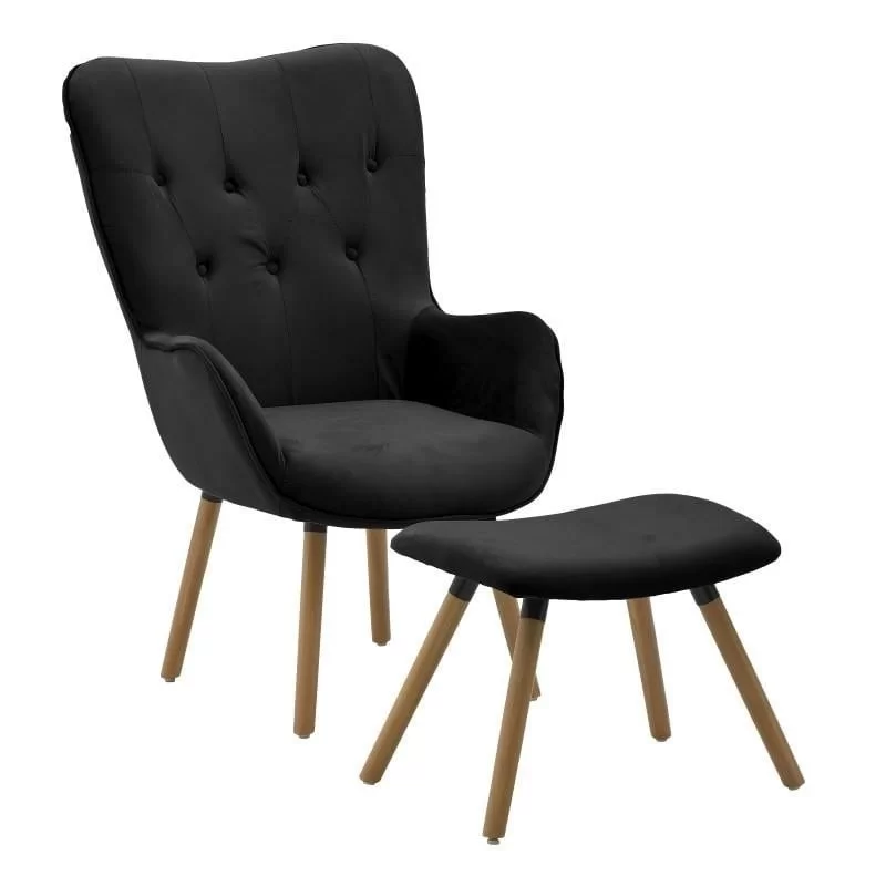 Set fotoliu si suport de picioare Black Footrest 105 cm Set fotoliu si suport de picioare Black Footrest 105 cm