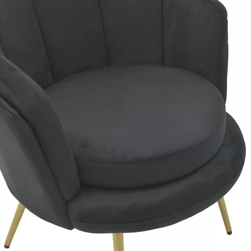 Fotoliu cu picioare metalice Coquille Noire 80 cm