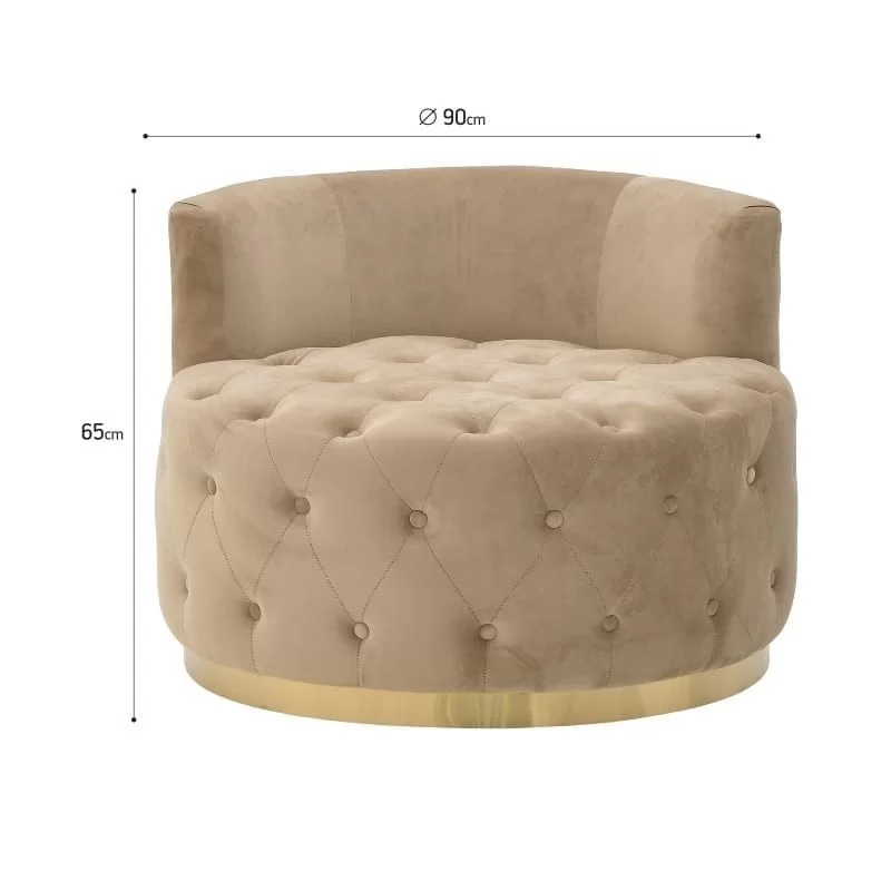 Fotoliu Velvet Lounge Beige 90 cm x 65 cm
