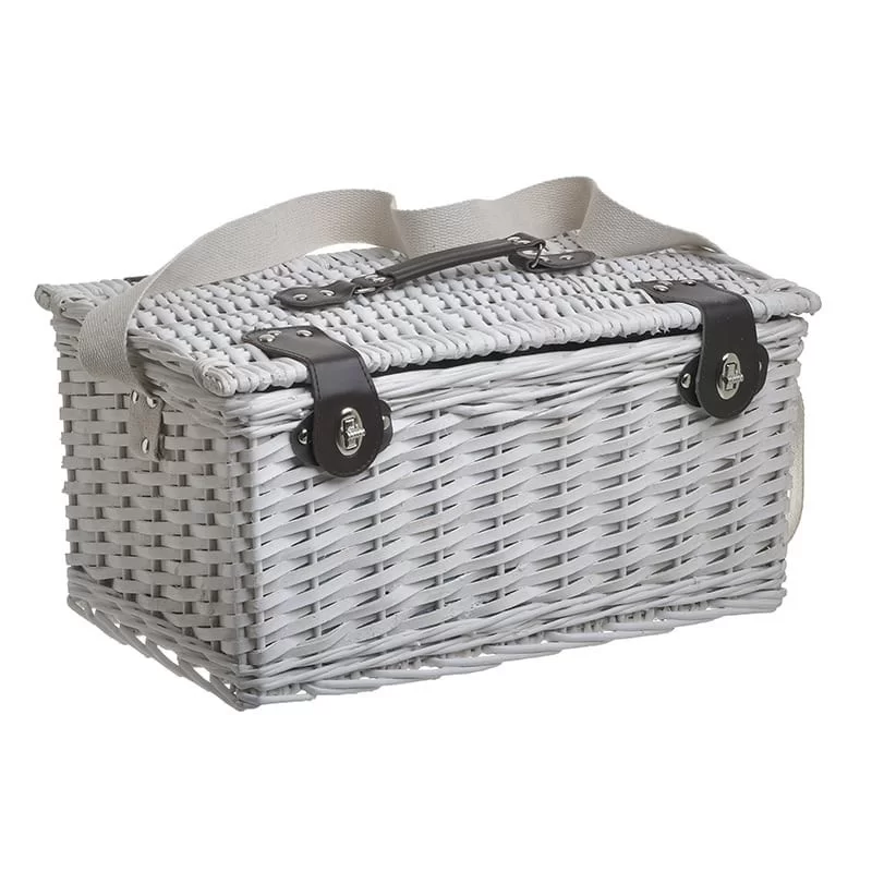 Cos de picnic din salcie White pentru 2 persoane