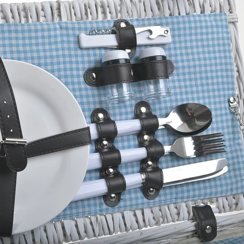 Cos de picnic din salcie White pentru 2 persoane