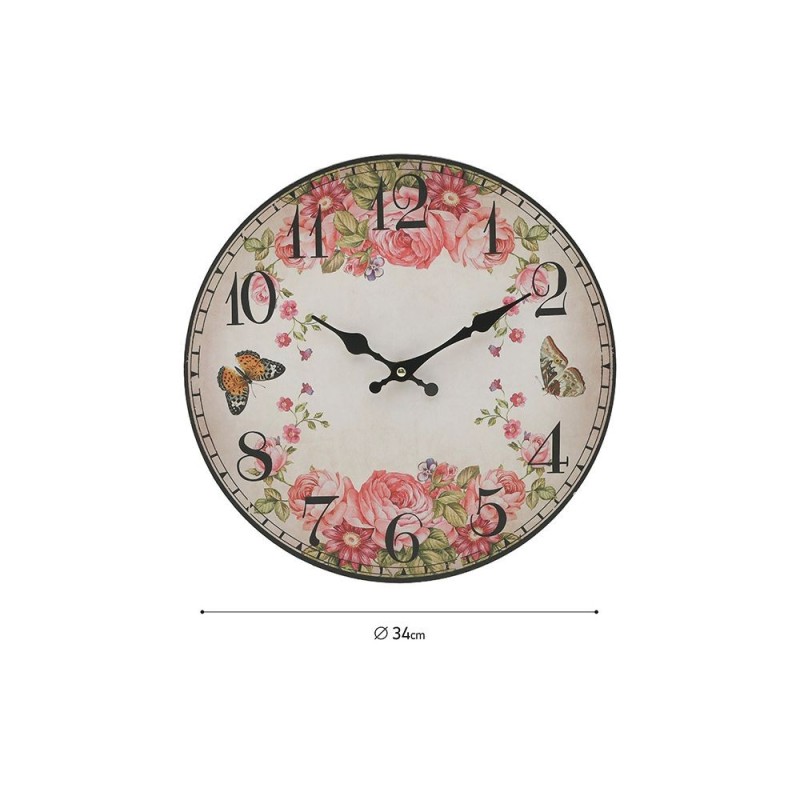 Ceas de perete MDF Pink Flowers 34 cm - Romantic Home