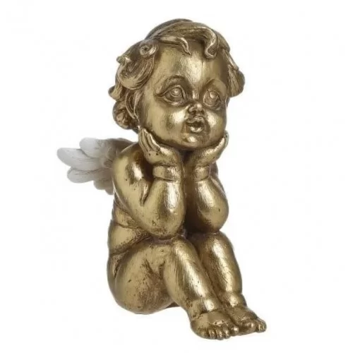 Decoratiune Baby Angel aurie din rasina 13 cm