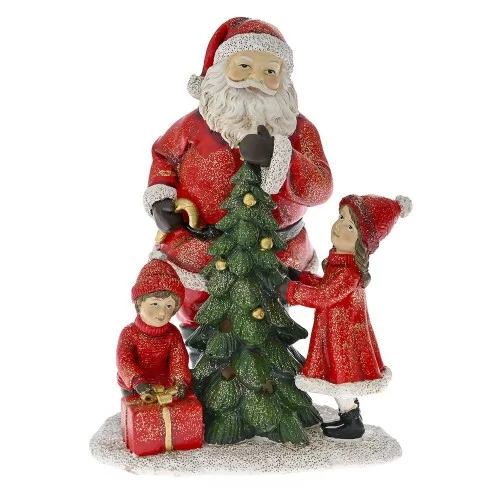 Figurina din rasina Santa with Kids cu lumini