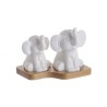 Set sare si piper Elephants din portelan si bambus Set sare si piper Elephants din portelan si bambus