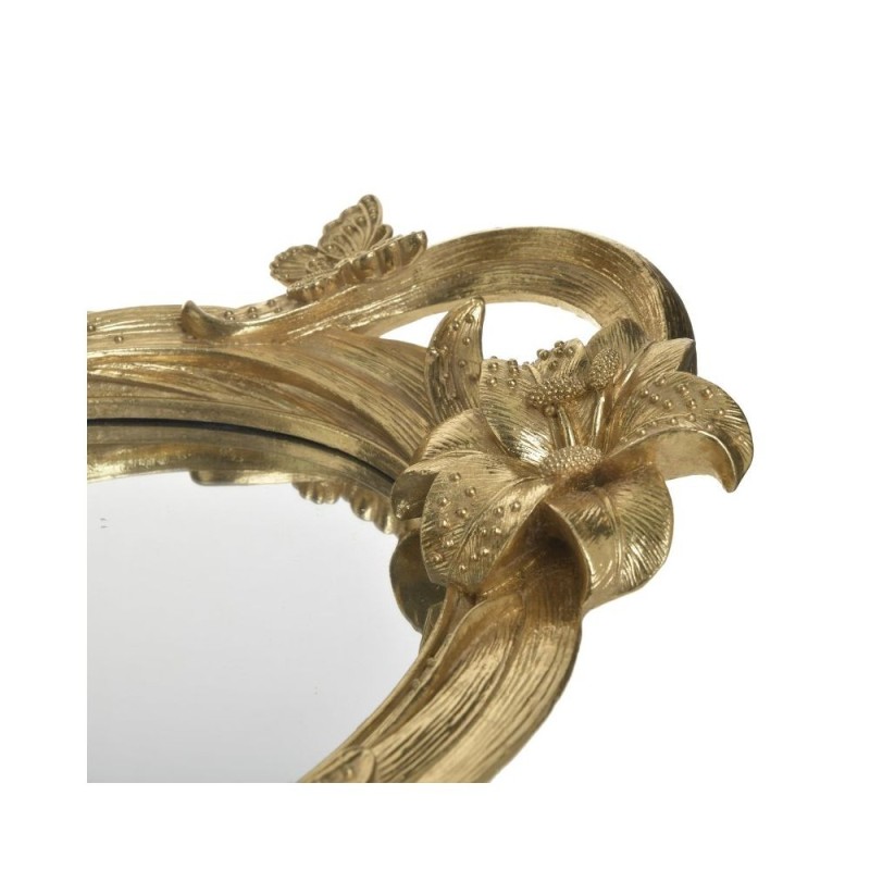 Tava din rasina cu oglinda Flowers aurie 46 cm - Romantic Home