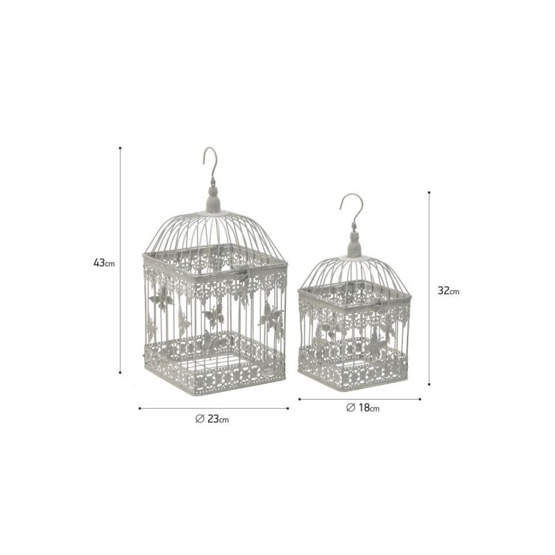 Set 2 colivii metalice Butterflies Antique White - Romantic Home