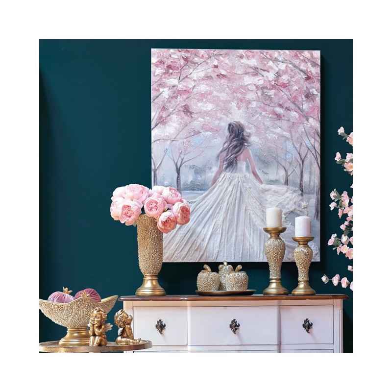 Suport lumanare din rasina Golden Champagne 12 cm x 31 cm - Romantic Home