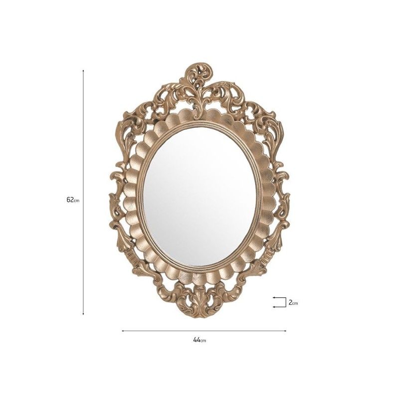 Oglinda perete din lemn Antique Golden 44 cm x 62 cm - Romantic Home