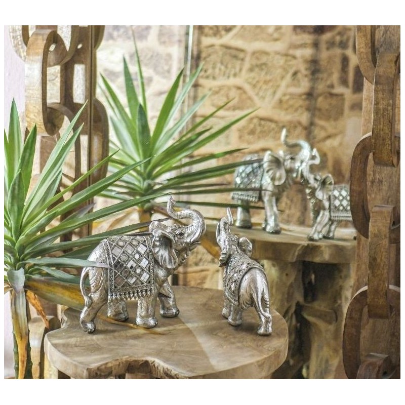 Elefant decor din rasina Antique Silver 22 cm x 23 cm - Romantic Home