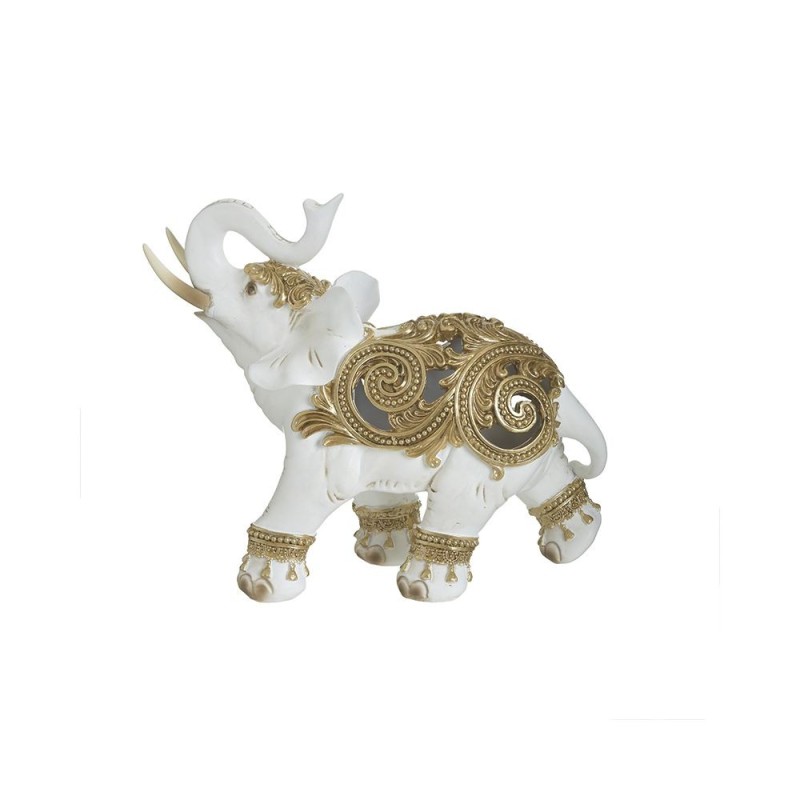 Elefant decor din rasina White Golden 22 cm x 9 cm x 19 cm - Romantic Home