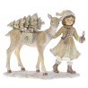 Figurina din rasina Girl with Deer Cream Gold 22 cm x 19 cm Figurina din rasina Girl with Deer Cream Gold 22 cm x 19 cm