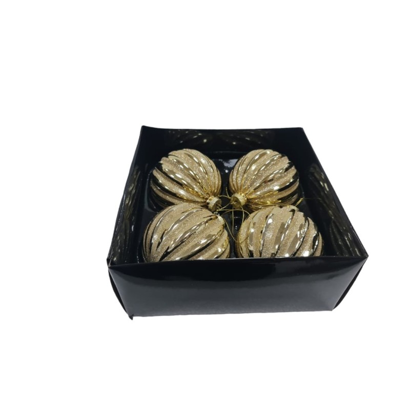 Set 4 globuri din sticla Gold 10 cm x 10 cm - Romantic Home Set 4 globuri din sticla Gold 10 cm x 10 cm - Romantic Home