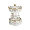 Carusel muzical cu miscare din rasina White Pink Horses 12 cm x 17 cm - Romantic Home