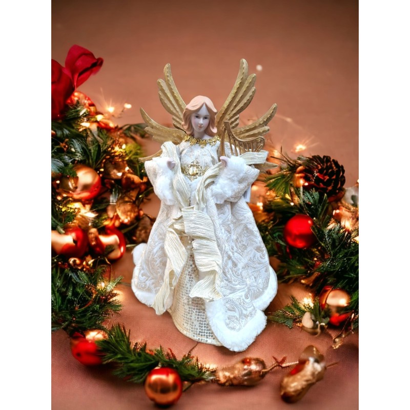 Varf de brad Golden White Angel 46 cm - Romantic Home Varf de brad Golden White Angel 46 cm - Romantic Home