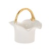 Bol din ceramica White Gold cu maner 21 cm x 20 cm - Romantic Home Bol din ceramica White Gold cu maner 21 cm x 20 cm - Romantic Home