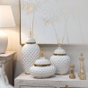 Vaza din ceramica White Golden cu capac 20 cm x 47 cm - Romantic Home Vaza din ceramica White Golden cu capac 20 cm x 47 cm - Romantic Home