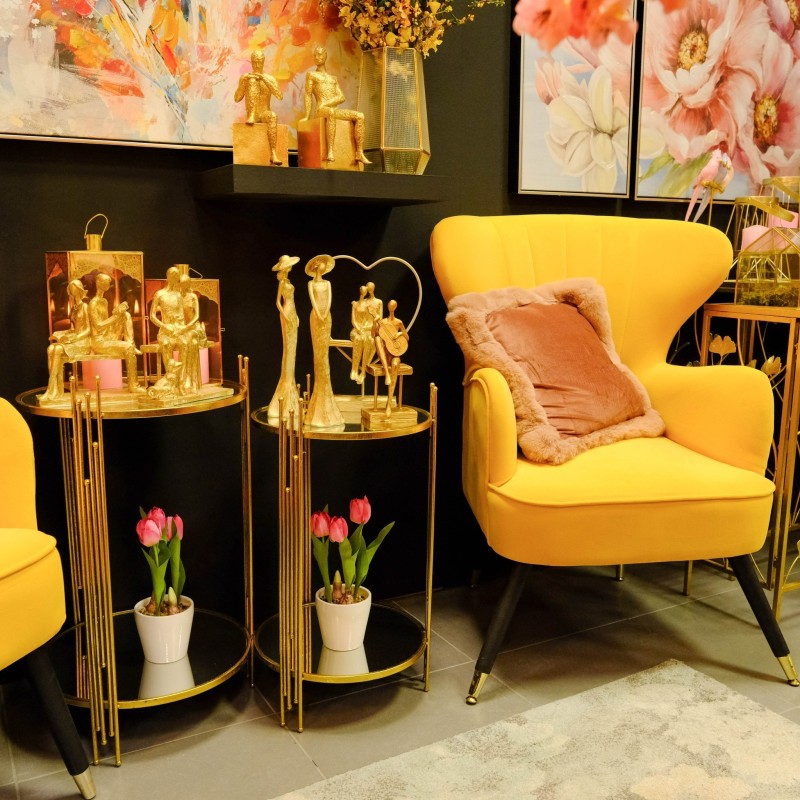 Set 2 masute cafea cu oglinda Golden Touch - Romantic Home