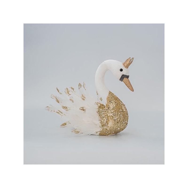 Lebada decor White Gold 27 cm x 22 cm x 28 cm - Romantic Home