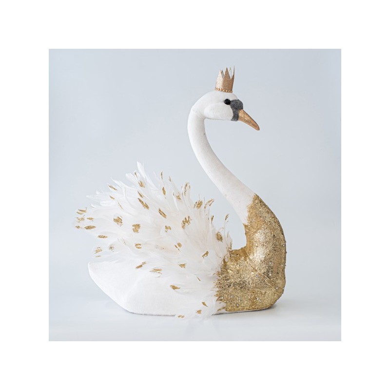 Lebada decor White Gold 48 cm x 28 cm x 58 cm - Romantic Home