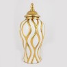 Vaza din ceramica White Golden cu capac Vaza din ceramica White Golden cu capac