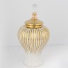 Vaza din ceramica White Gold cu capac 35 cm Vaza din ceramica White Gold cu capac 35 cm