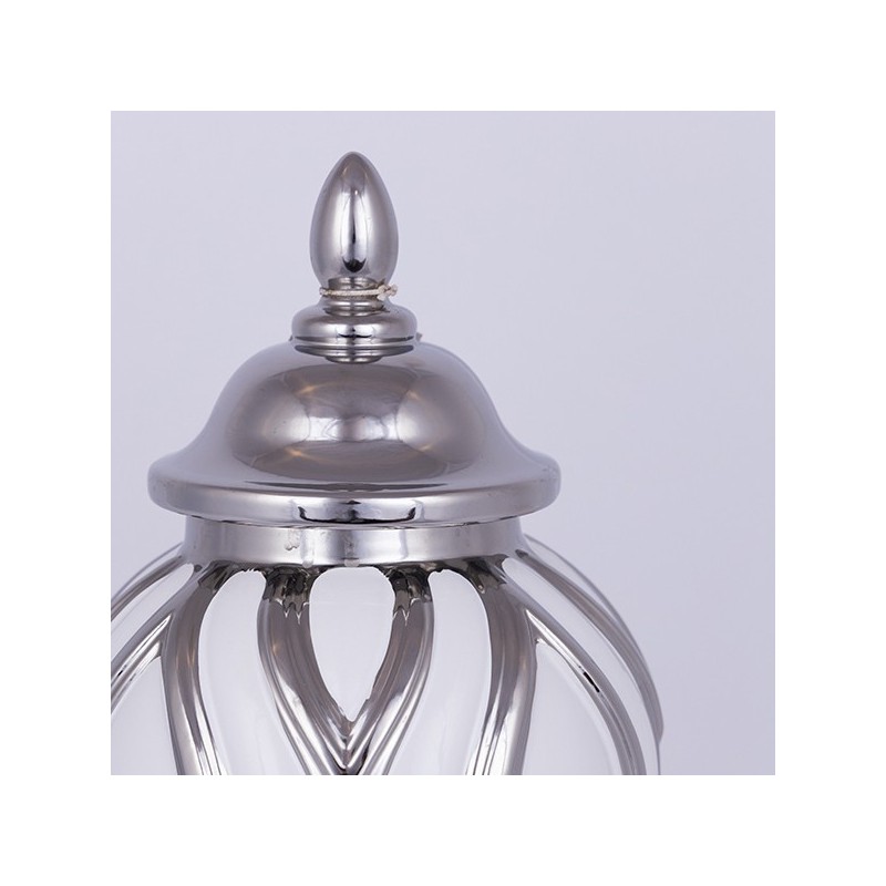 Vaza din ceramica White Silver cu capac 42 cm - Romantic Home