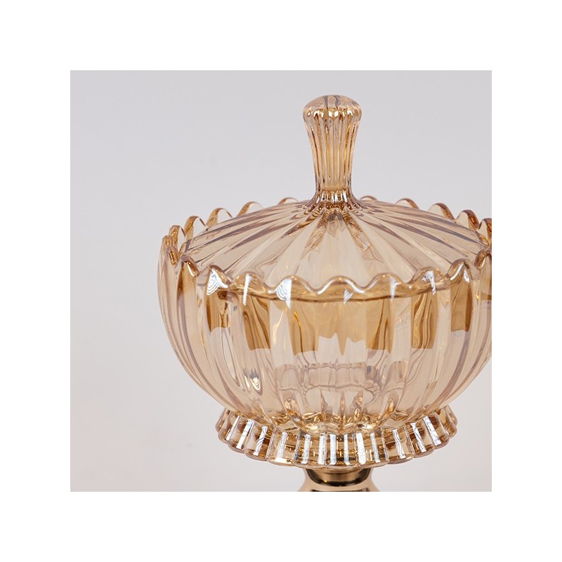 Bomboniera din sticla si metal Golden Touch 15 cm x 27 cm - Romantic Home Bomboniera din sticla si metal Golden Touch 15 cm x 27 cm - Romantic Home
