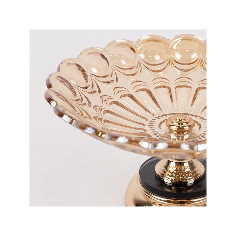 Fructiera din sticla Golden 30 cm x 18 cm - Romantic Home Fructiera din sticla Golden 30 cm x 18 cm - Romantic Home