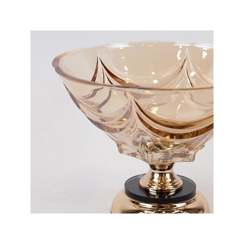 Fructiera din sticla Golden 29 cm x 13 cm - Romantic Home Fructiera din sticla Golden 29 cm x 13 cm - Romantic Home
