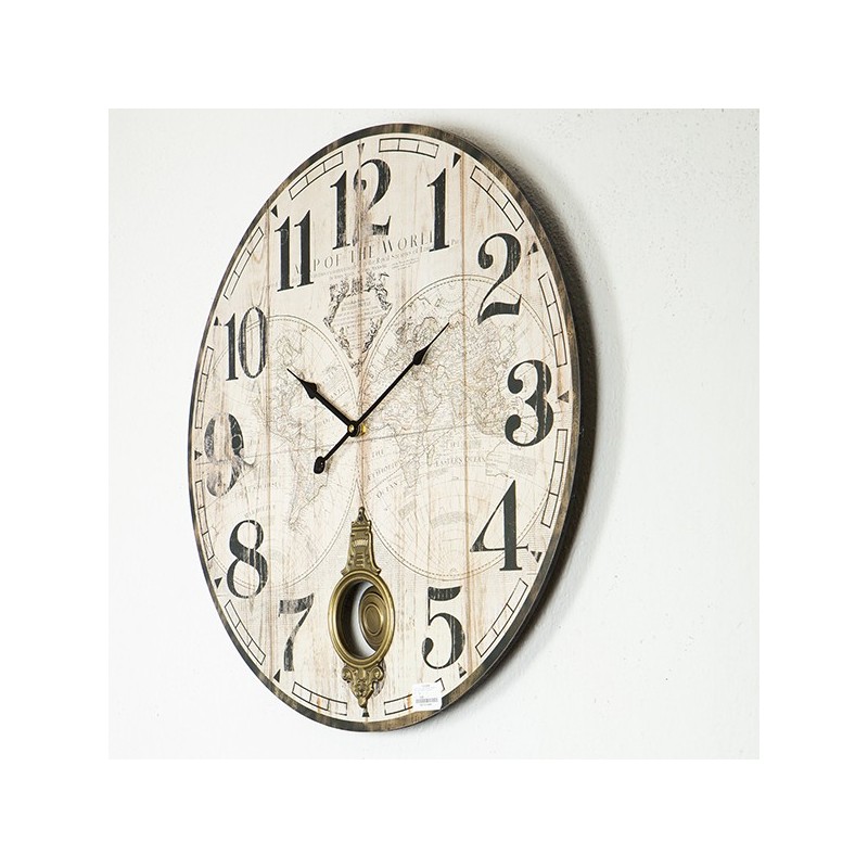 Ceas de perete cu pendul Map of the World 58 cm - Romantic Home