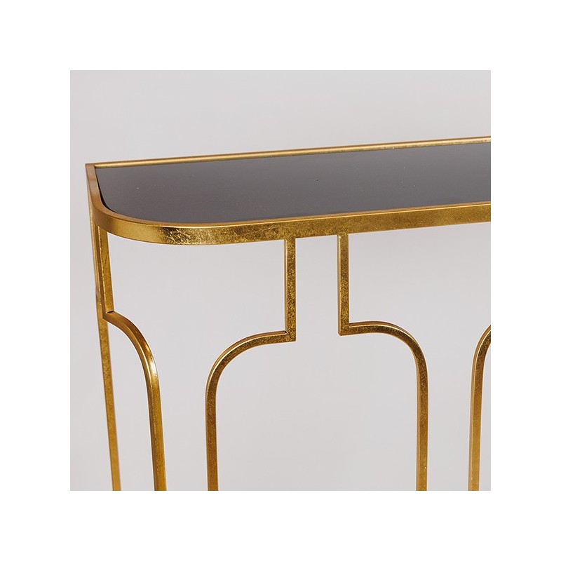 Set 2 console metalice Antique Gold Black top - Romantic Home