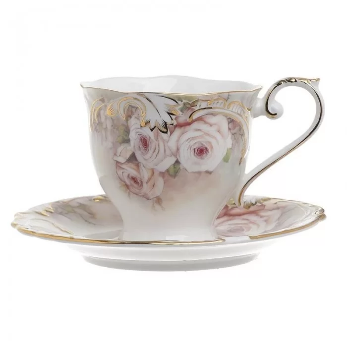 Set 6 cesti de ceai cu farfurioara portelan Roses Set 6 cesti de ceai cu farfurioara portelan Roses