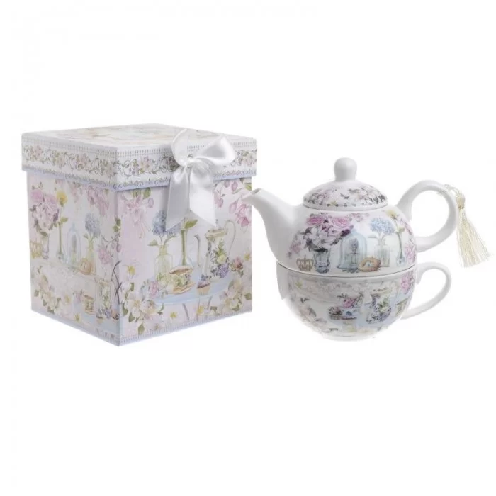 Ceasca si ceainic portelan Flowers Queen Ceasca si ceainic portelan Flowers Queen