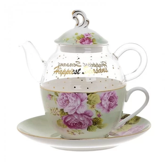 Set ceasca si ceainic portelan Purple Roses Set ceasca si ceainic portelan Purple Roses