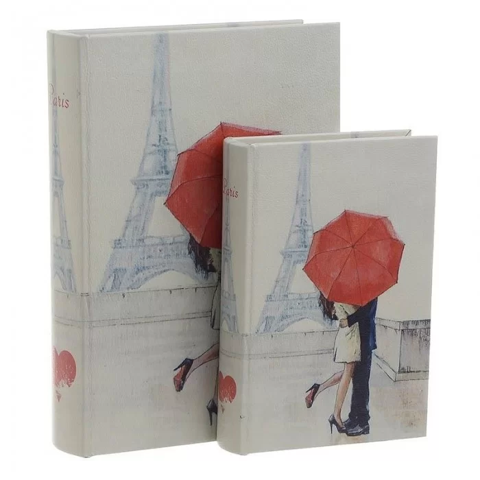 Set 2 cutii decorative tip carti Tour Eiffel Set 2 cutii decorative tip carti Tour Eiffel