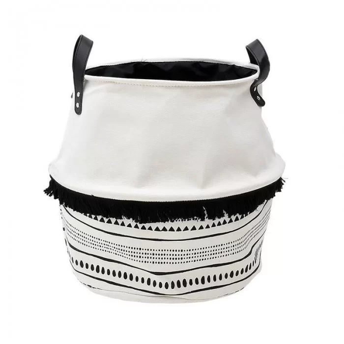 Cos textil cu manere Deco Black & White 40cm Cos textil cu manere Deco Black & White 40cm