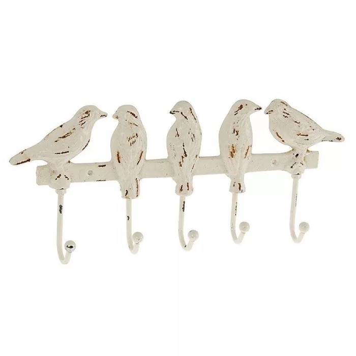 Cuier metalic Birds alb antichizat 30x4x13 cm - 1
