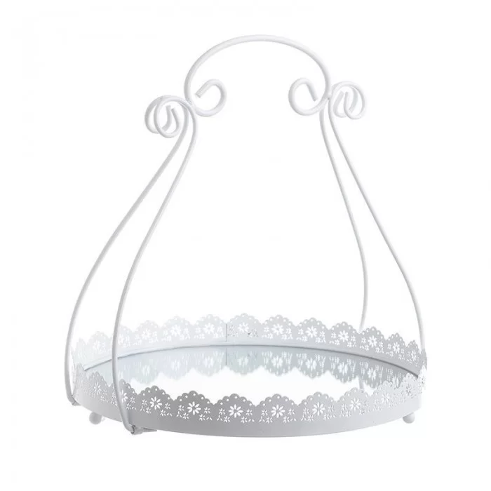 Tava decorativa cu oglinda si maner alba 31.5 cm x 30.5 cm x 31 cm Tava decorativa cu oglinda si maner alba 31.5 cm x 30.5 cm x 31 cm
