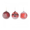 Set 3 globuri sticla Red White 8 cm-Decoratiuni de Craciun