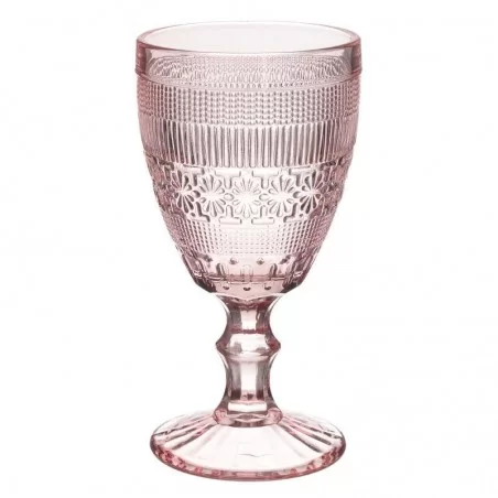 Set 6 pahare vin din sticla roz 8.5 x 16.5 cm - 1