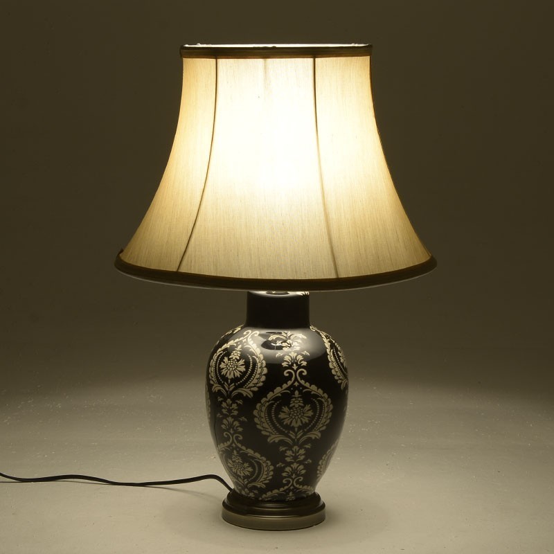 Veioza din ceramica Negru Crem 36 x 54 cm - Romantic Home