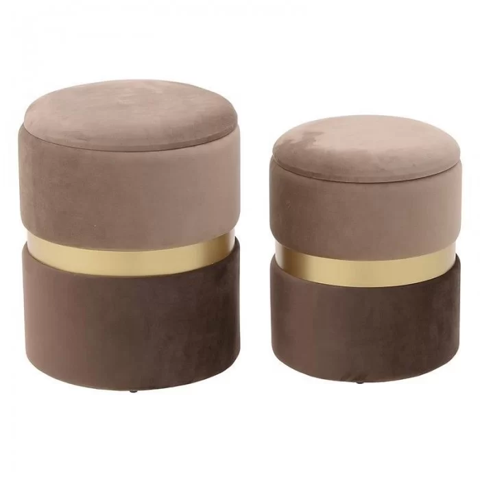 Set 2 taburete Brown Gold Set 2 taburete Brown Gold