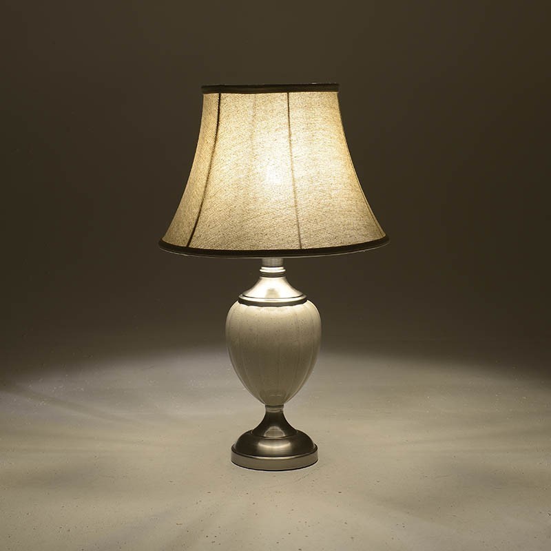 Veioza Natural-Beige din metal si ceramica 34 x 54 cm - Romantic Home