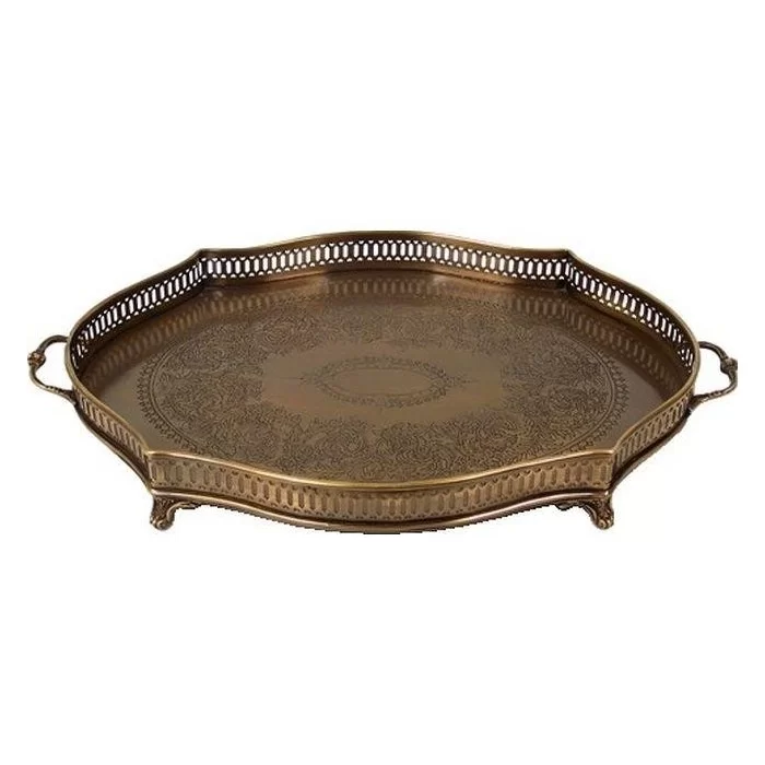 Tava metalica Antique Brass cu manere 33 x 52 cm Tava metalica Antique Brass cu manere 33 x 52 cm