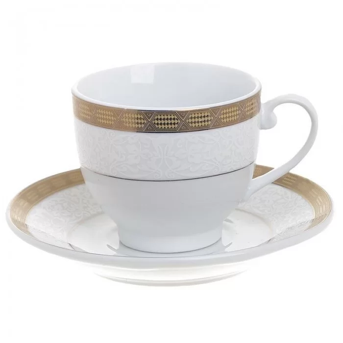 Set 6 cesti si 6 farfurii din portelan White Gold Set 6 cesti si 6 farfurii din portelan White Gold