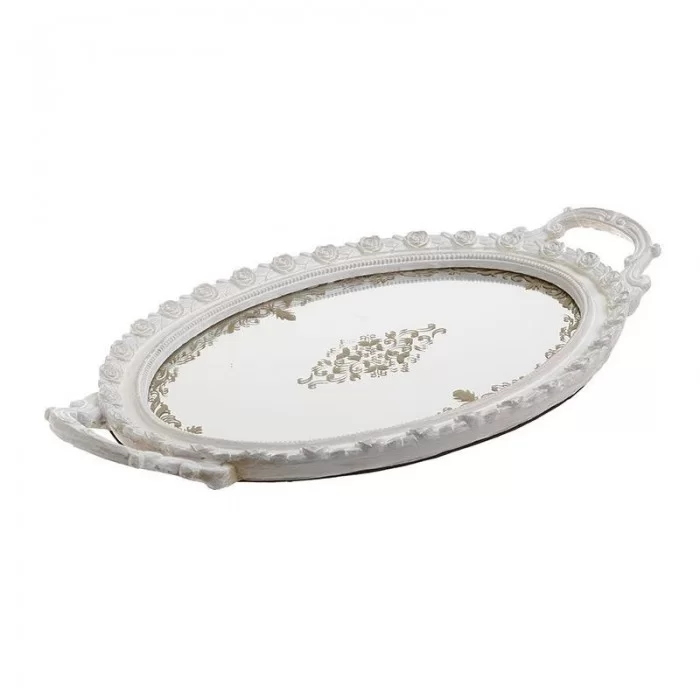 Tava cu oglinda din rasina Antique White 39 x 24 cm Tava cu oglinda din rasina Antique White 39 x 24 cm