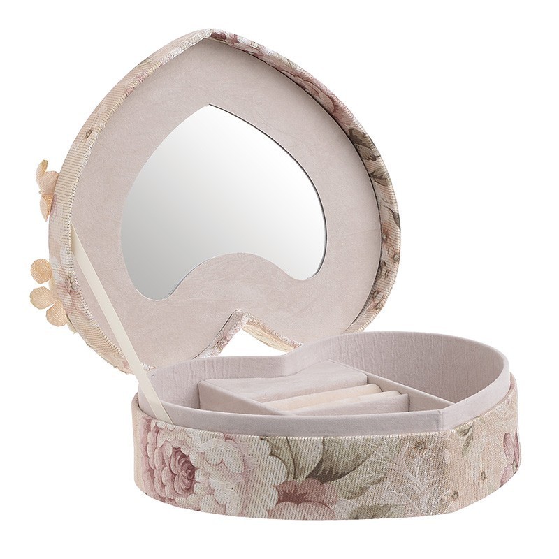 Cutie bijuterii Heart cu oglinda si design floral - Romantic Home