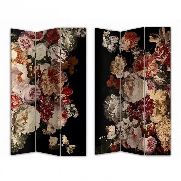 Paravan dublu fatetat Canvas Flowers Black 120cm x 3cm x 180cm Paravan dublu fatetat Canvas Flowers Black 120cm x 3cm x 180cm
